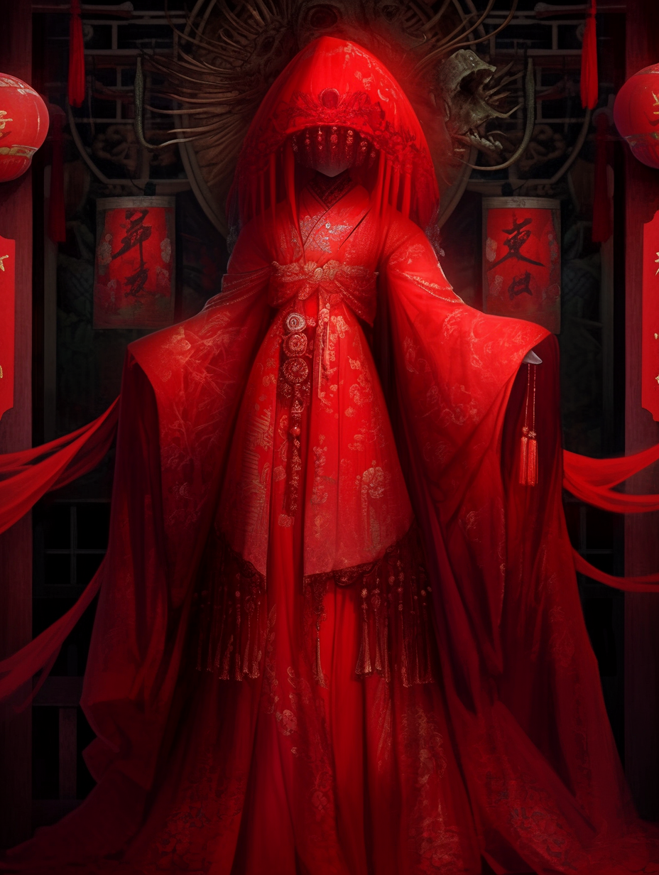 暗黑插图中式鬼新娘对不起是遗憾也是不甘美但微恐慎入