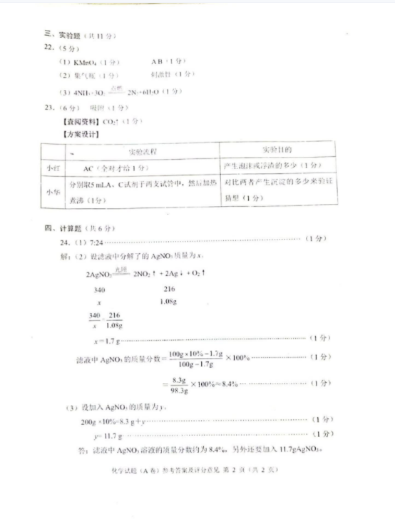 2023年重庆中考理综试题及答案