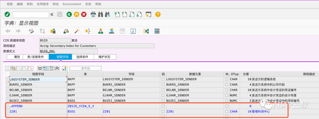 BSEGBSIDBSAD 增加自定义字段 - 封面图