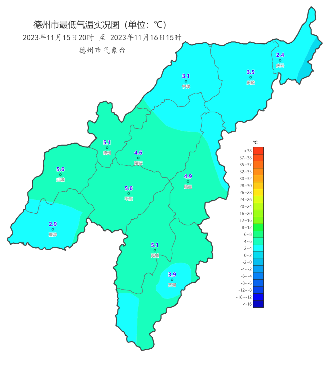 9℃出現在夏津截至今天15時全市極大風速13.