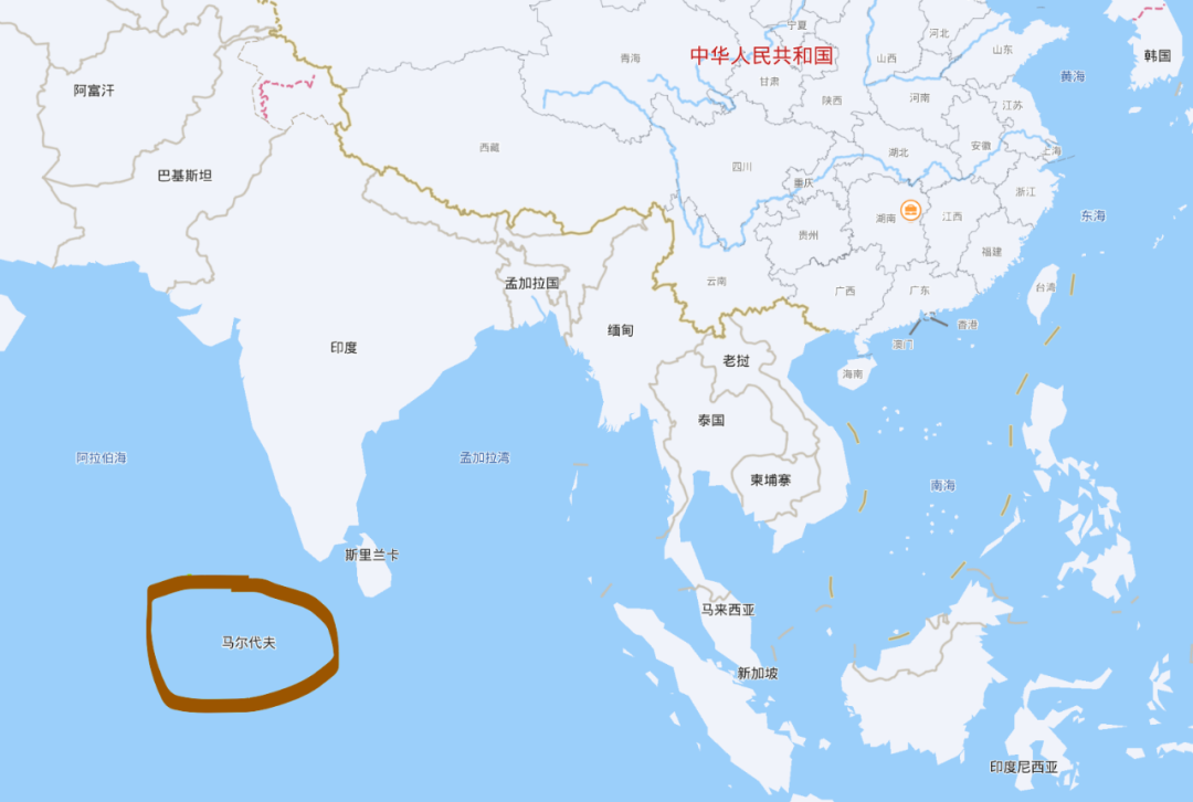 安徽网>即时看>马尔代夫位置 图源:百度地图马尔代夫之后,孟加拉国也