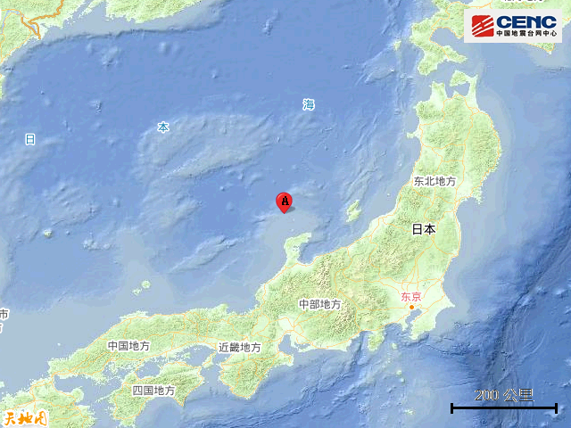 日本本州西岸近海附近發生78級左右地震