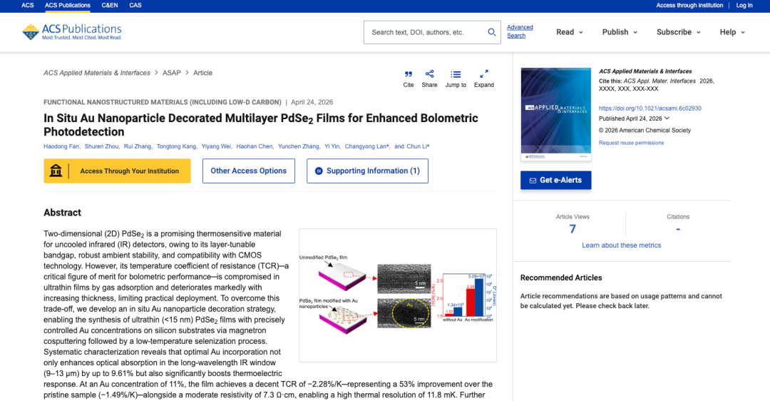 泽攸科技DMD无掩膜光刻机 | 高性能二维二硒化钯长波红外焦平面阵列的制备