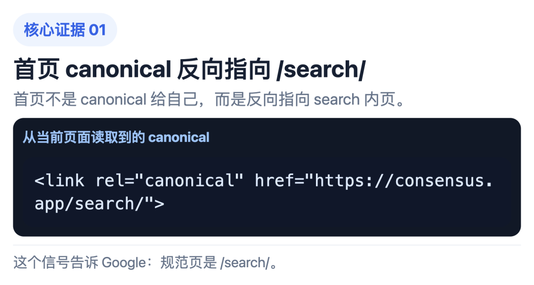 首页 canonical 指向 search 内页
