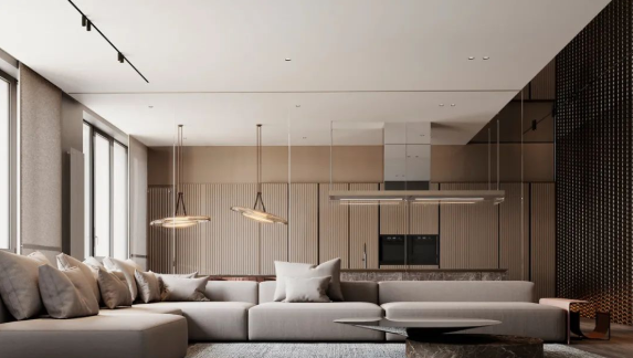 咖啡色+极简主义，为居民带来明亮和放松的体验