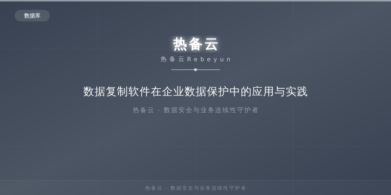 热备云-数据复制软件在企业数据保护中的应用与实践