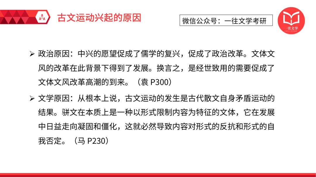一往古代文学强化课截图：古文运动兴起的原因