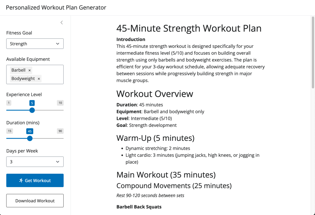 健身计划生成器