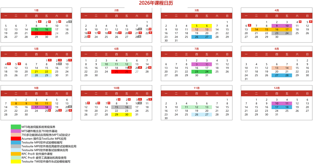 MTS中國培訓中心2026培訓課程
