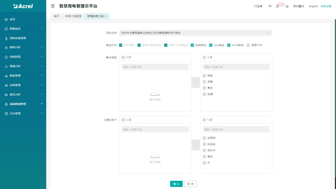 商場安全用電管理平臺