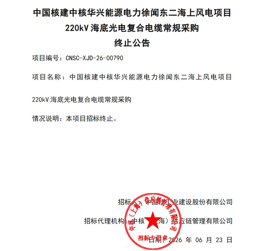 2.63亿元大单作废！300MW海上风电开标后终止
