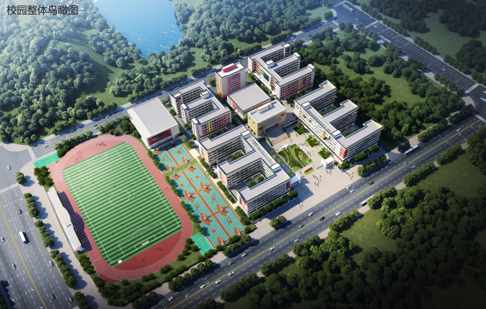校园整体鸟瞰图。（图片来源：惠州市第八中学）