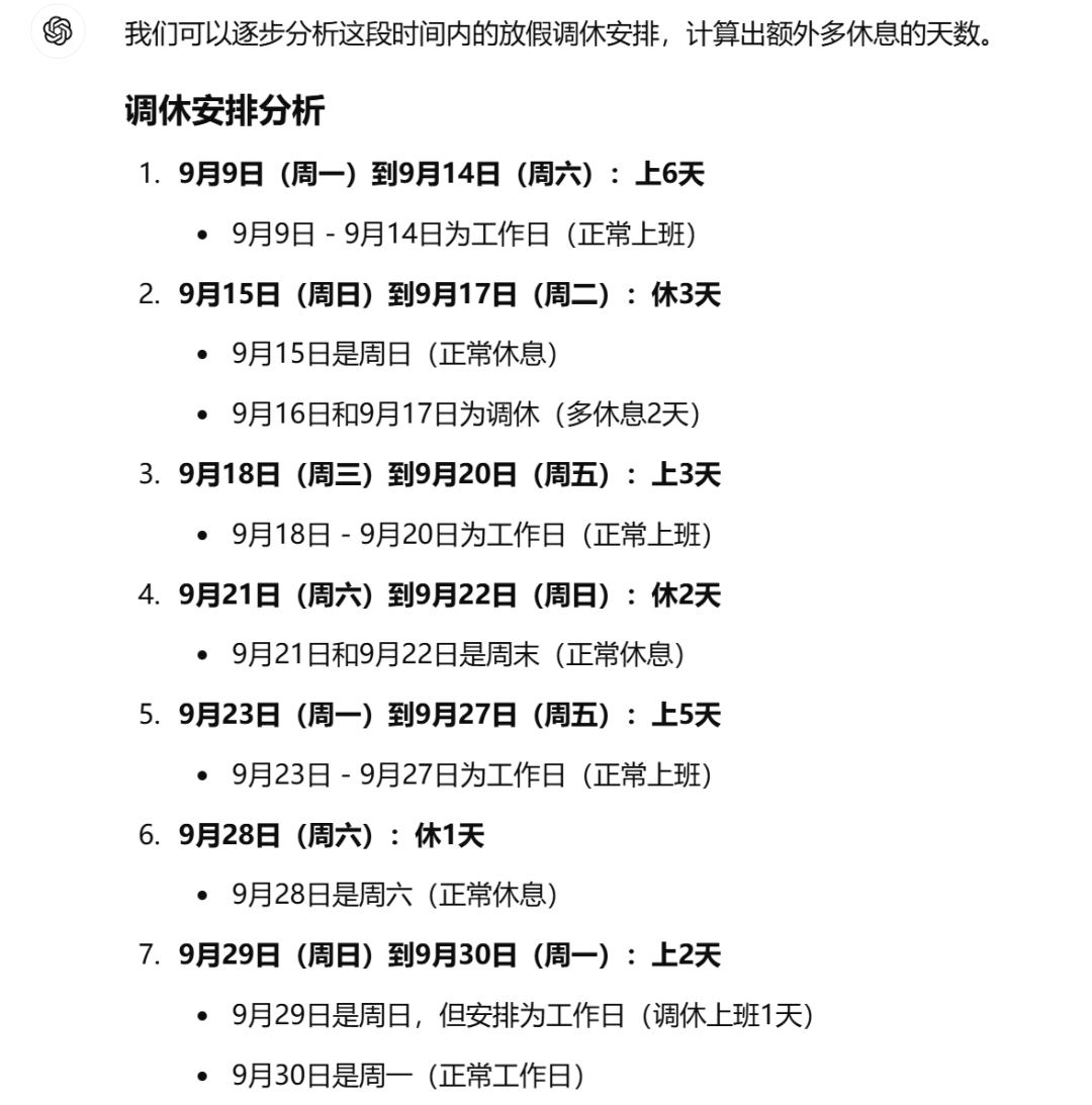 上6休3上3休2……这烧脑的调休安排，国内外AI都算不明白，集体大“翻车”！(图3)