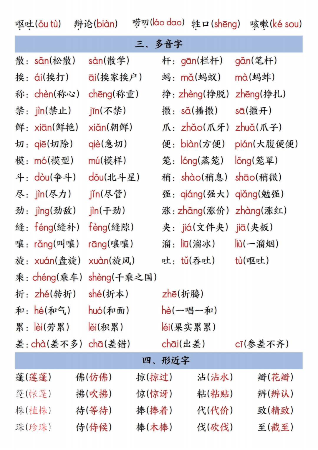2025年三年级下册语文期末高频考点总结