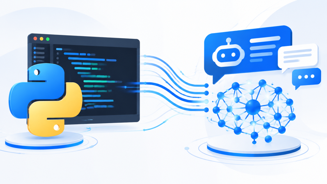 Python编程与大模型对话图谱的数据连接示意