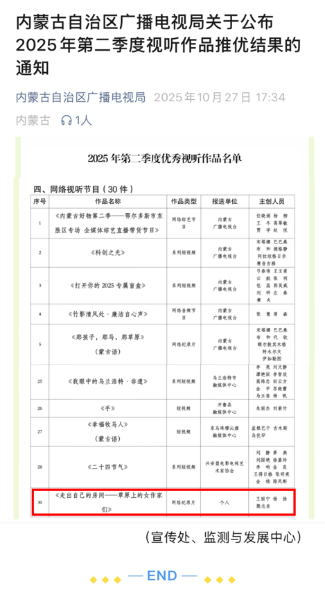 文学与视听结合创作实践——《走出自己的房间》荣获优秀网络视听节目表彰 第1张