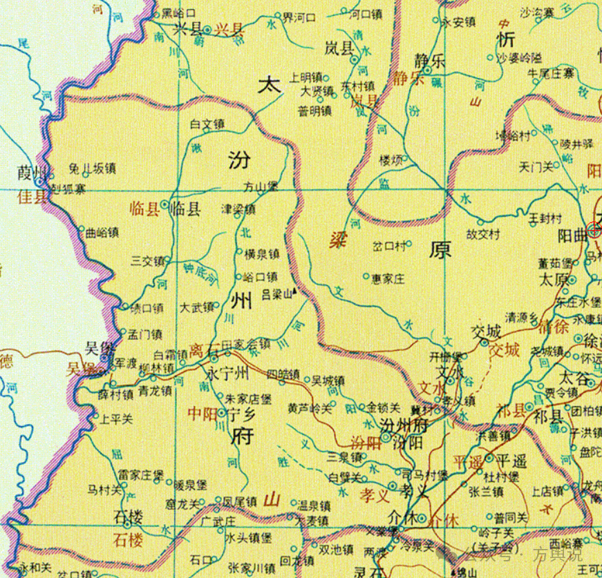 清 汾州府(中国历史地图集)1912年,民国撤汾州府,各县属山西省.