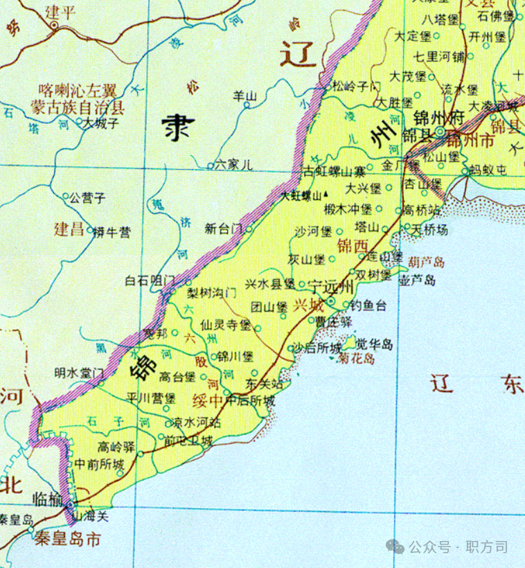 清今葫芦岛市一带(中国历史地图集)1906年,设江家屯抚民厅治所(治今