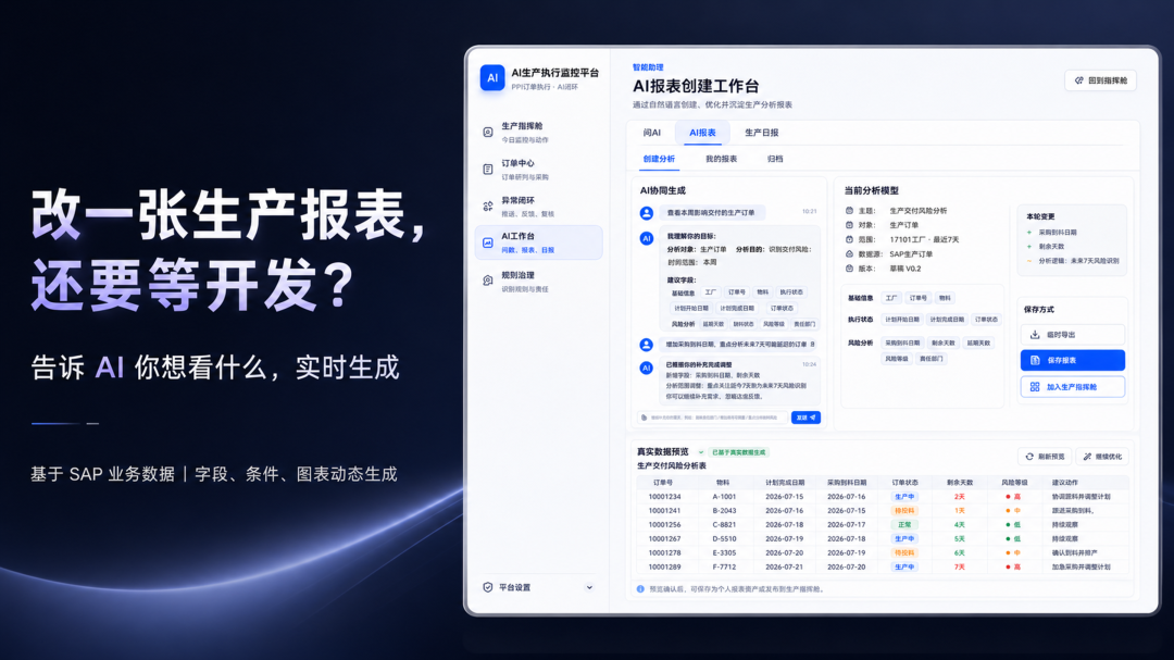 从SAP顾问到FDE：AI生产执行监控，为什么不该只是一张固定报表？
