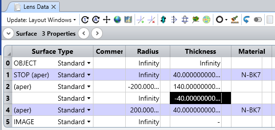 modify lens data editor
