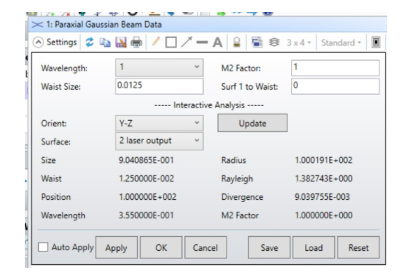 ZEMAX | 如何在 OpticStudio 中模拟激光光束传播：第二部分 使用近轴高斯光束工具来模拟高斯光束的图1