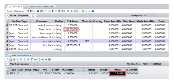 ZEMAX | 如何在 OpticStudio 中模拟激光光束传播：第二部分 使用近轴高斯光束工具来模拟高斯光束的图4
