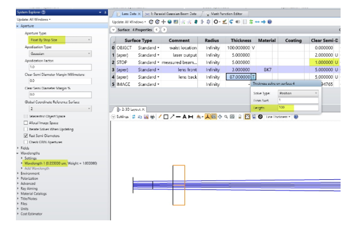 ZEMAX | 如何在 OpticStudio 中模拟激光光束传播：第一部分-高斯光束理论和基于光线的方式的图10