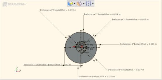 Simcenter STAR-CCM + 3D-CAD中的离心风机参数化示例的图9