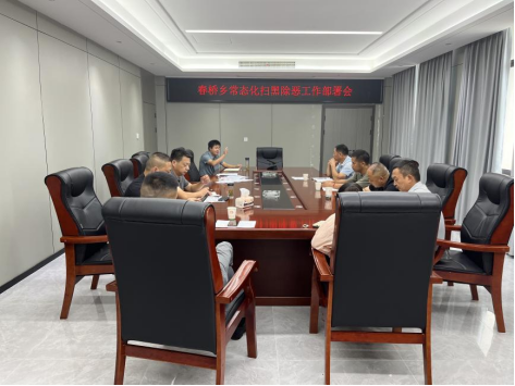 春桥乡召开常态化扫黑除恶工作部署会,会上,乡党委副书记,政法委员万