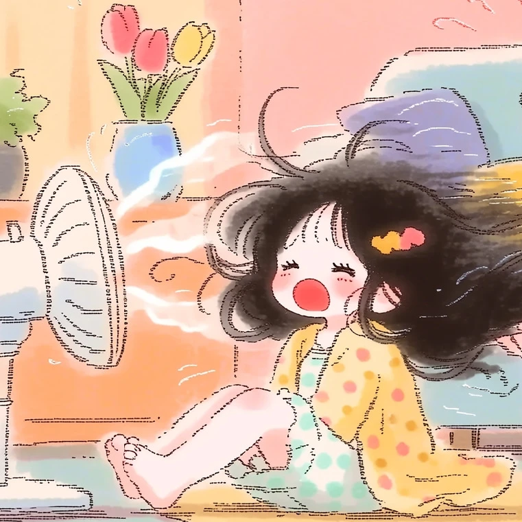 nkeanbugnrewdayun可爱吹风扇夏天卡通情侣头像