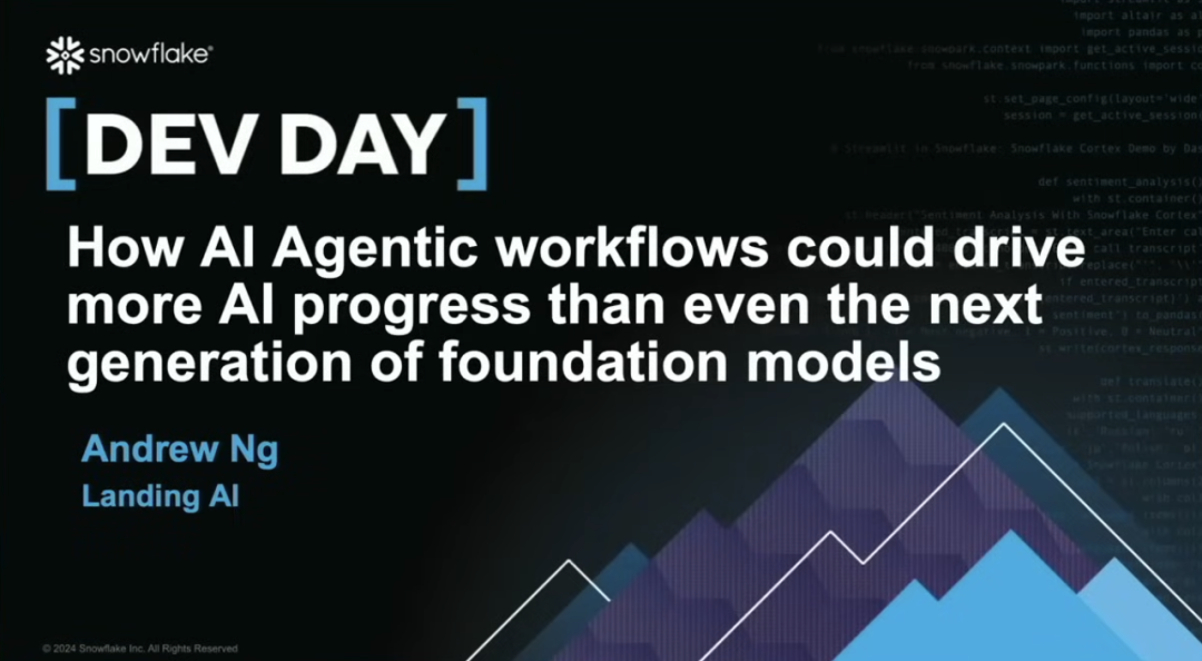 吴恩达最新 Snowflake DevDay 演讲：除了下一代基础模型，Agent 工作流如何推动更多 AI 进步？