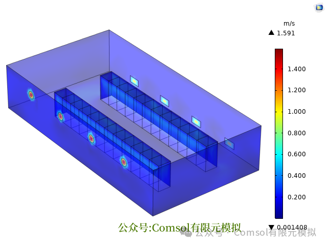 Comsol开关柜温度-湿度-流场耦合计算的图8