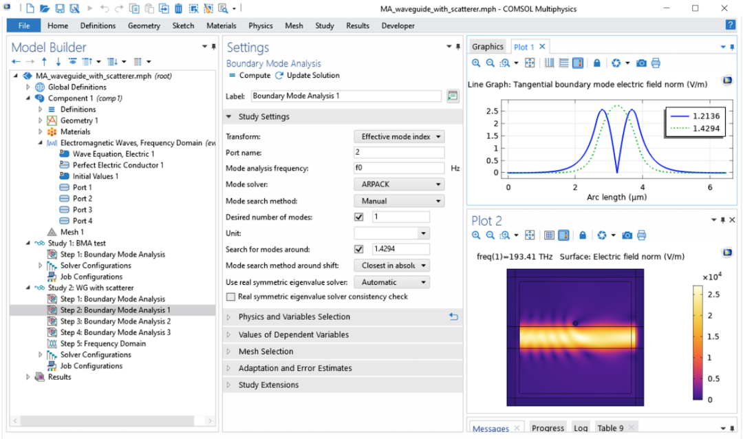 COMSOL® 中的电磁波导模式分析的图9