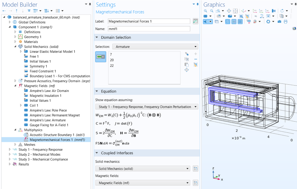 在 COMSOL 中模擬 4 種常見的揚聲器驅動器的圖32