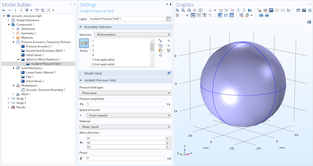 事件平面 使用 COMSOL 模拟声-结构的相互作用的图6