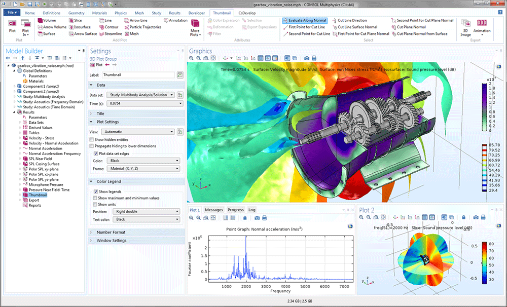 在 COMSOL 中模拟变速箱的振动和噪声的图2