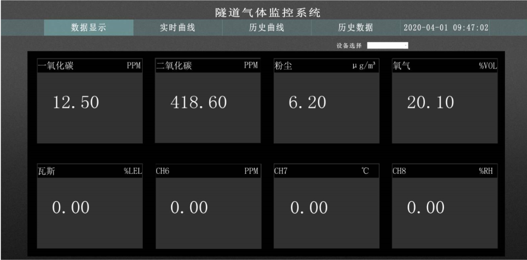 隧道气体监控系统软件界面