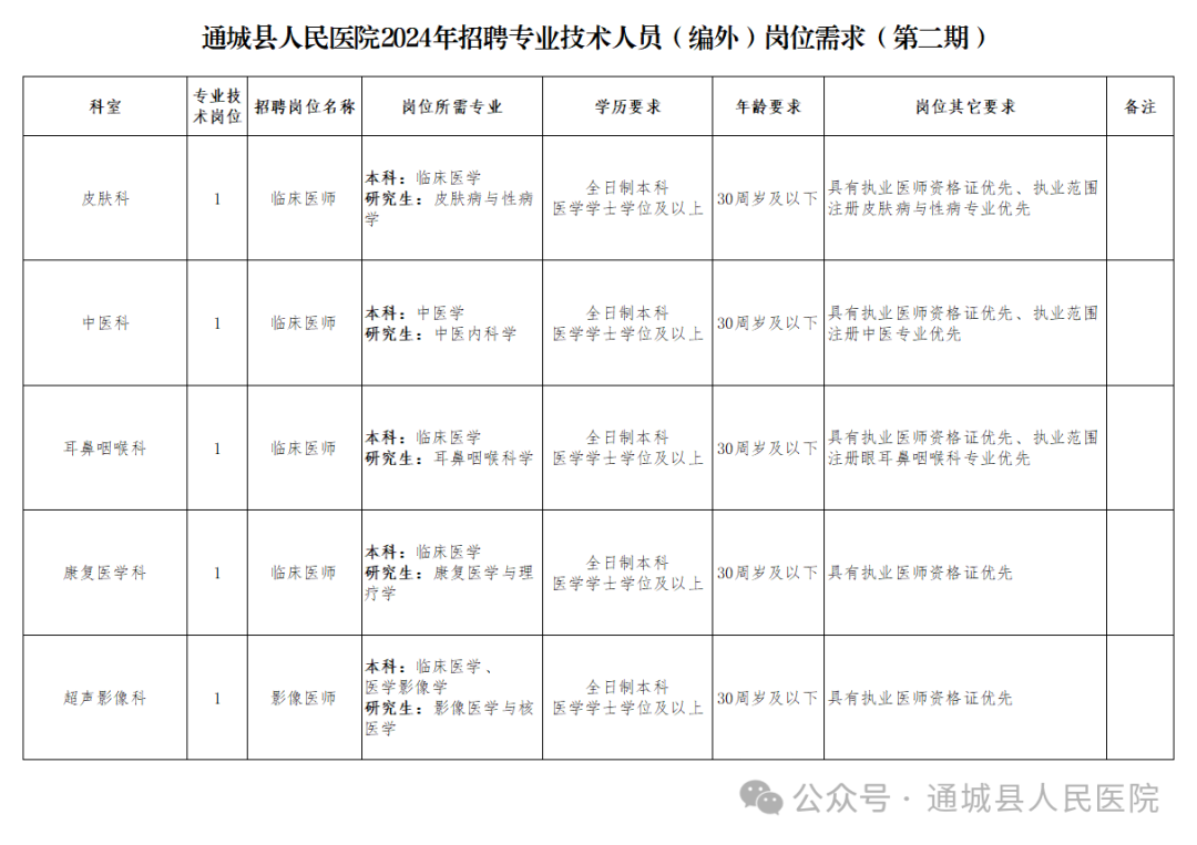 通城县人民医院2024年公开招聘专业技术人员（编外）公告（第二期）图3