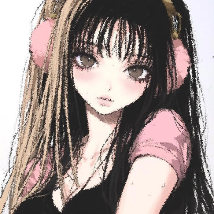戴耳机粉色系甜妹动漫头像女