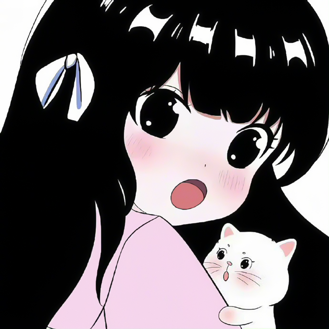 抱着猫咪可爱动漫头像女