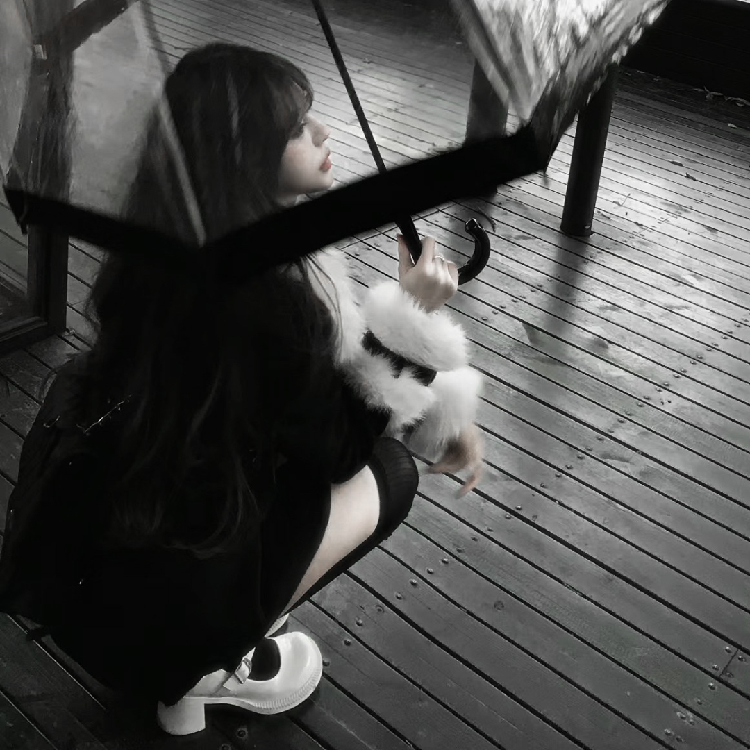 小众撑伞侧脸女生头像