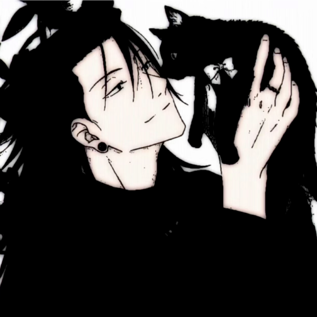 抱着猫咪黑白冷酷动漫头像男