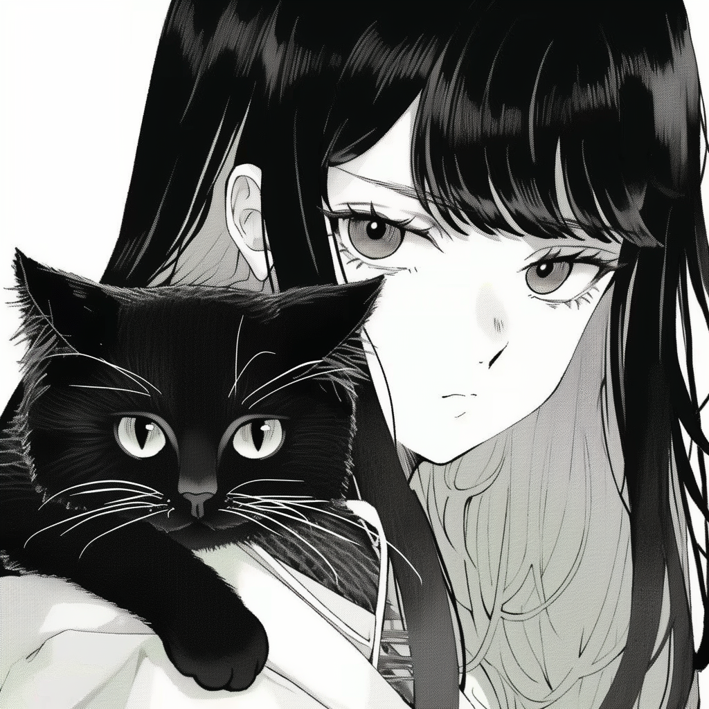 bzmaomiheibaiytujiemei抱着猫咪黑白二人闺蜜头像动漫闺蜜头像