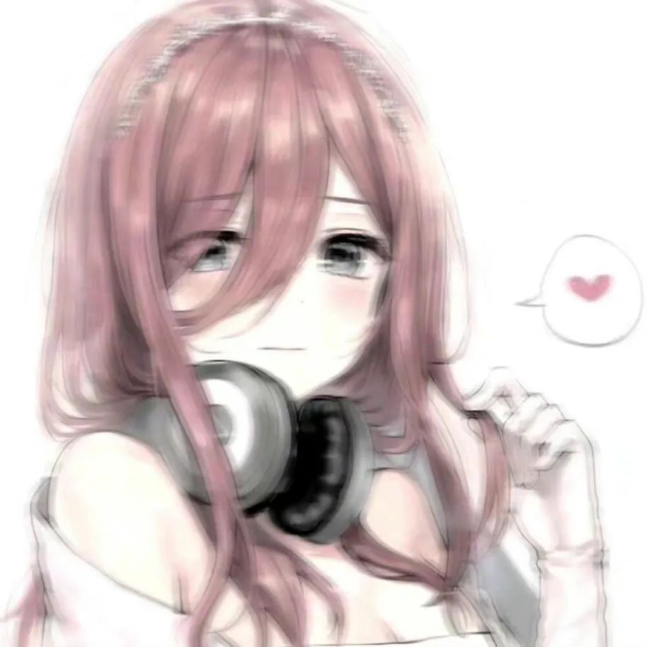 戴耳机朦胧动漫头像女