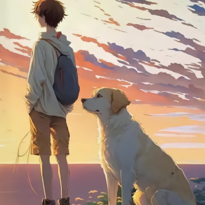 唯美治愈狗狗动漫头像男