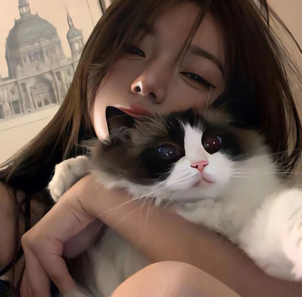 抱着猫咪女生头像