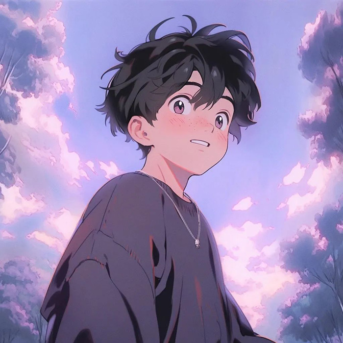 唯美治愈紫色动漫头像男