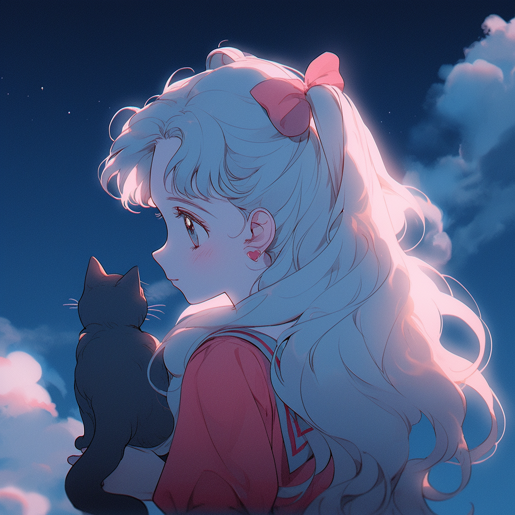 温柔抱着猫咪动漫头像女