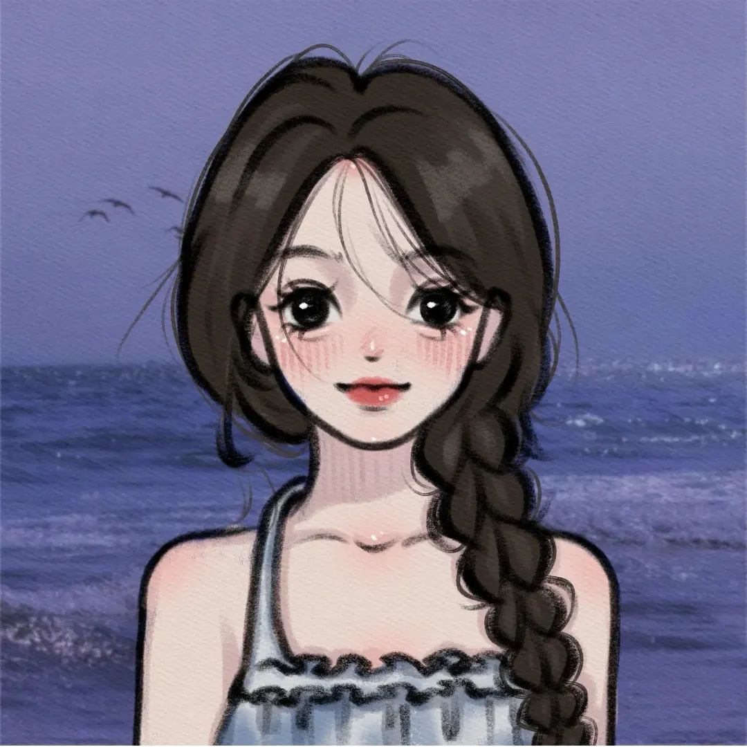 手绘海边动漫头像女