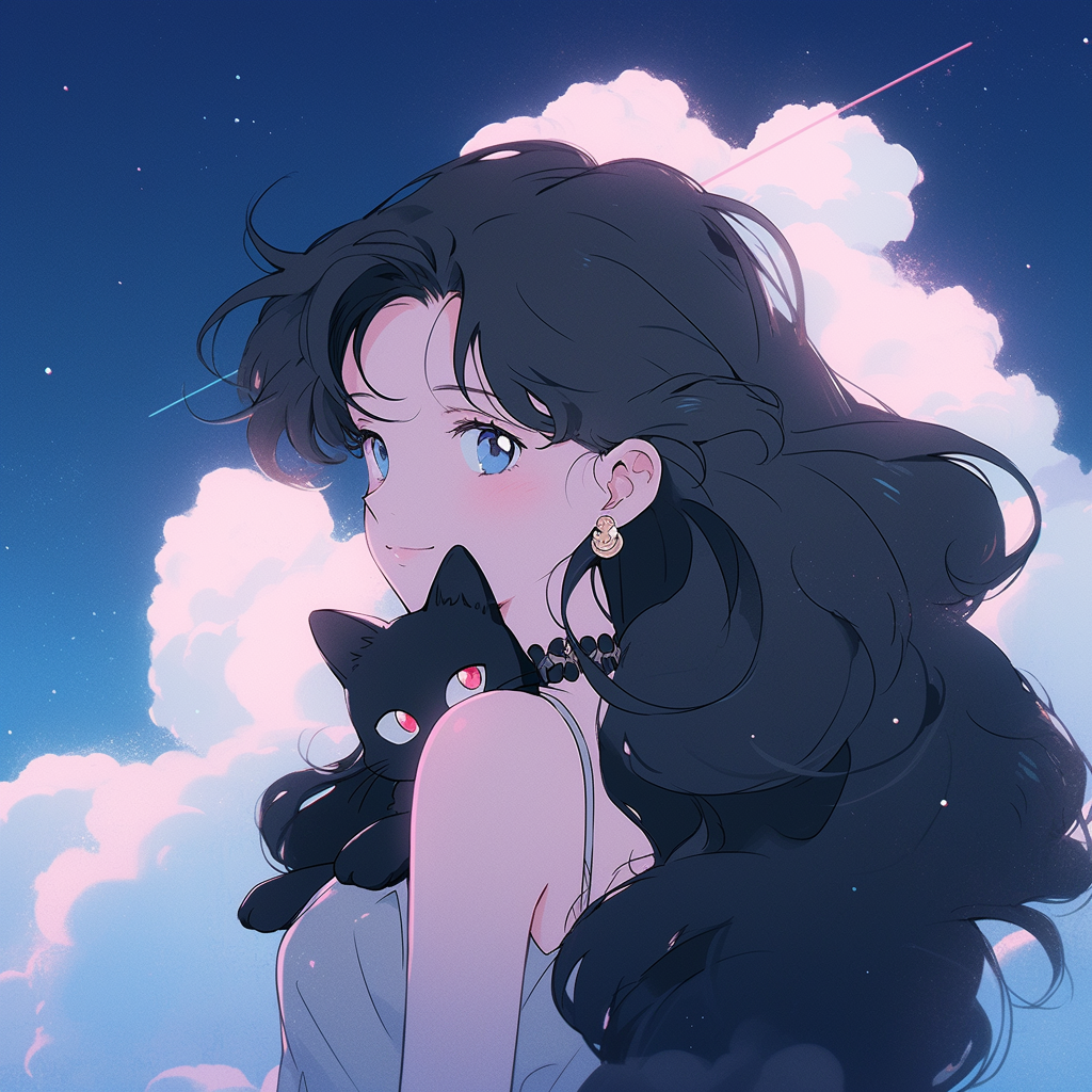 温柔抱着猫咪动漫头像女